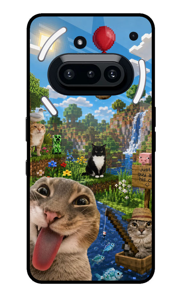 Minecraft Cat Chaos Nothing Phone 3A Glass Case