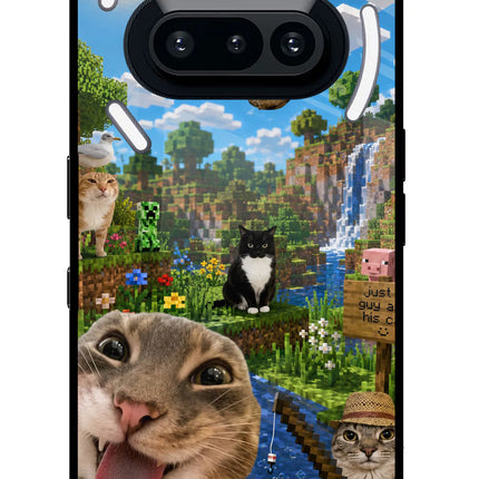 Minecraft Cat Chaos Nothing Phone 3A Glass Case Back Cover by Casekaro