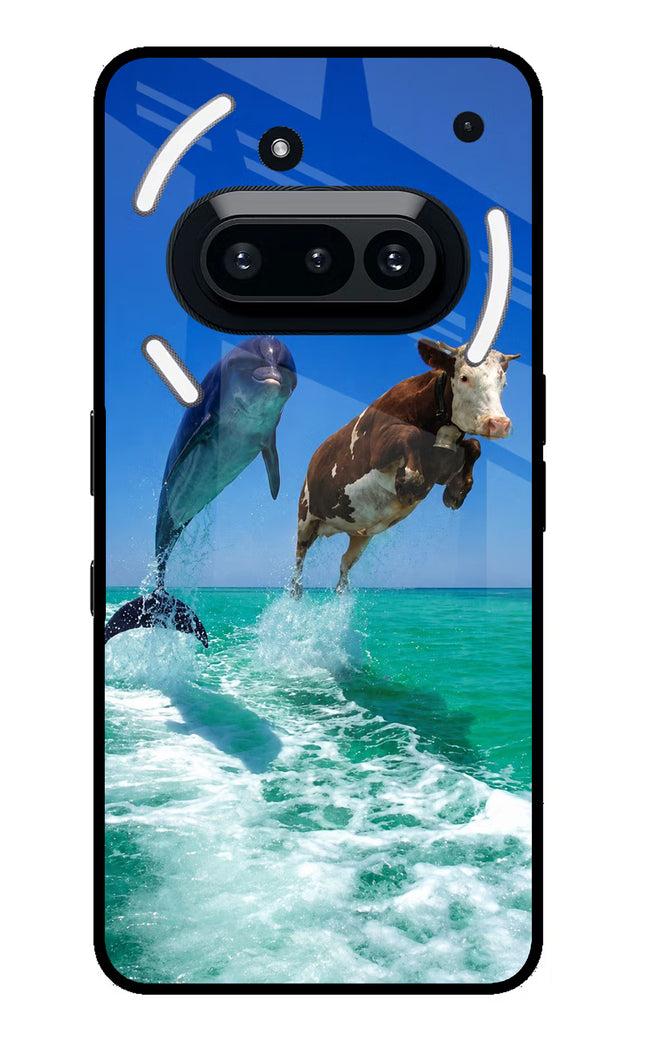 Dolphin vs Cow Nothing Phone 3A Glass Case