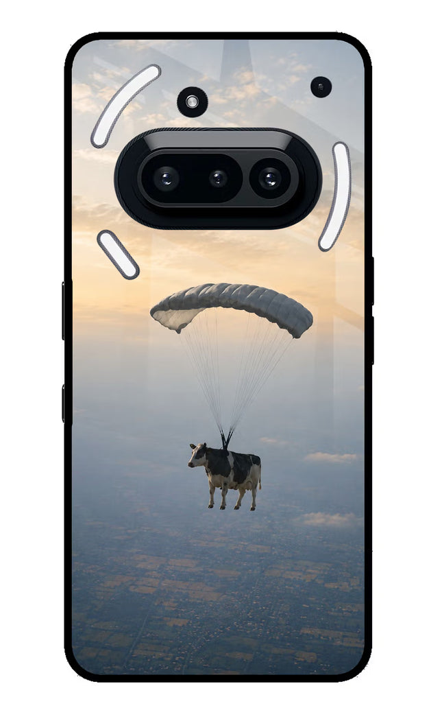 Skydiving Cow Nothing Phone 3A Glass Case