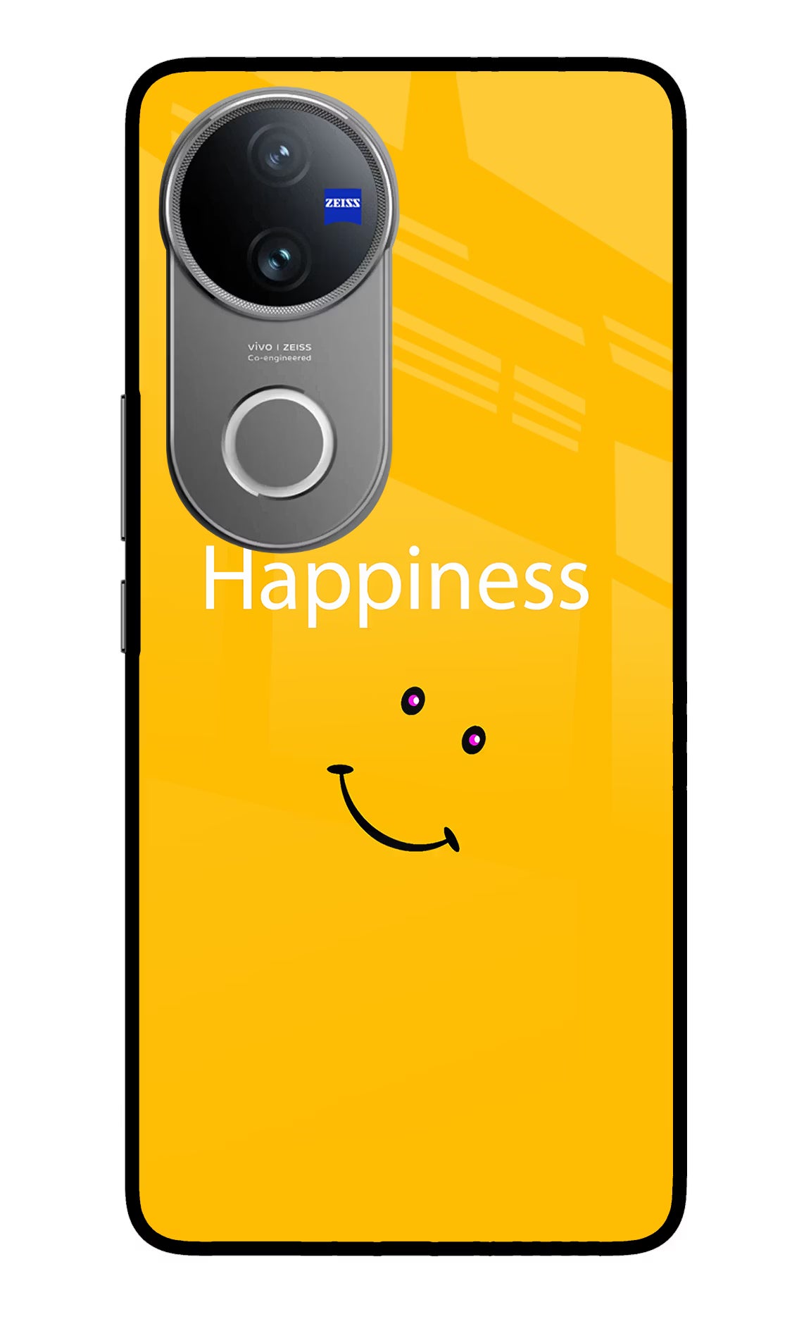 Happiness With Smiley Vivo V50 5G Glass Case Back Cover by Casekaro