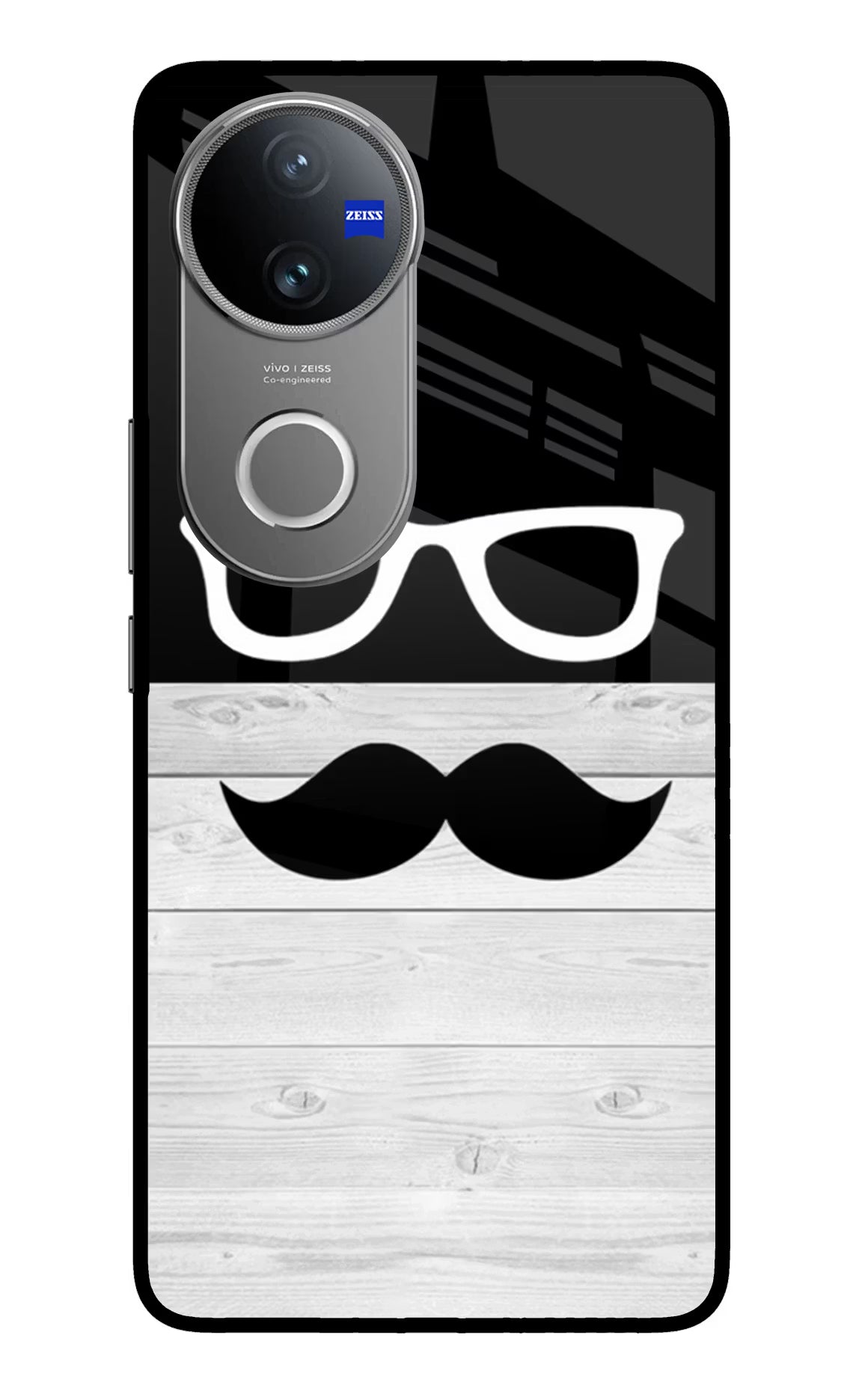 Mustache Vivo V50 5G Glass Case Back Cover by Casekaro