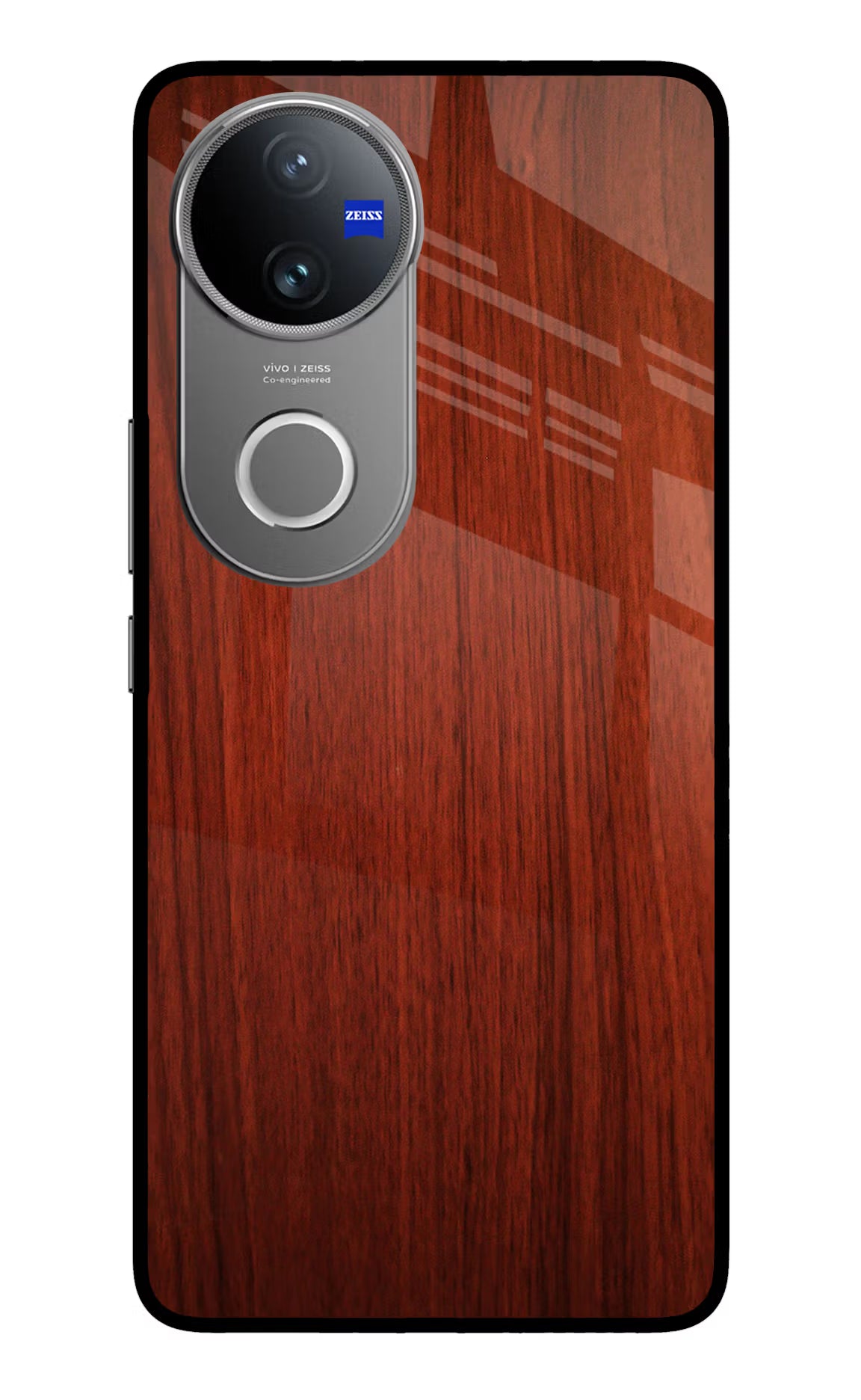 Wooden Plain Pattern Vivo V50 5G Glass Case Back Cover by Casekaro