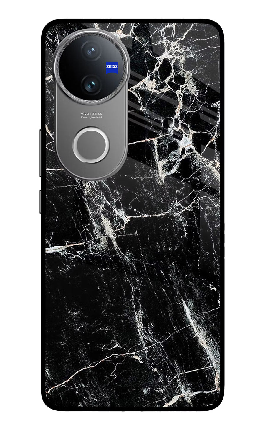 Black Marble Texture Vivo V50 5G Back Cover, Metal case