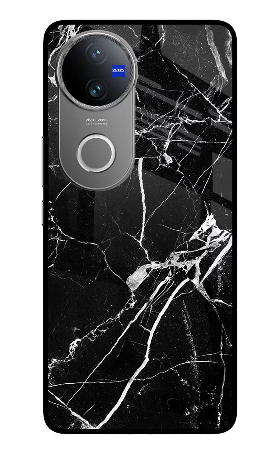 Black Marble Pattern Vivo V50 5G Back Cover, Metal case