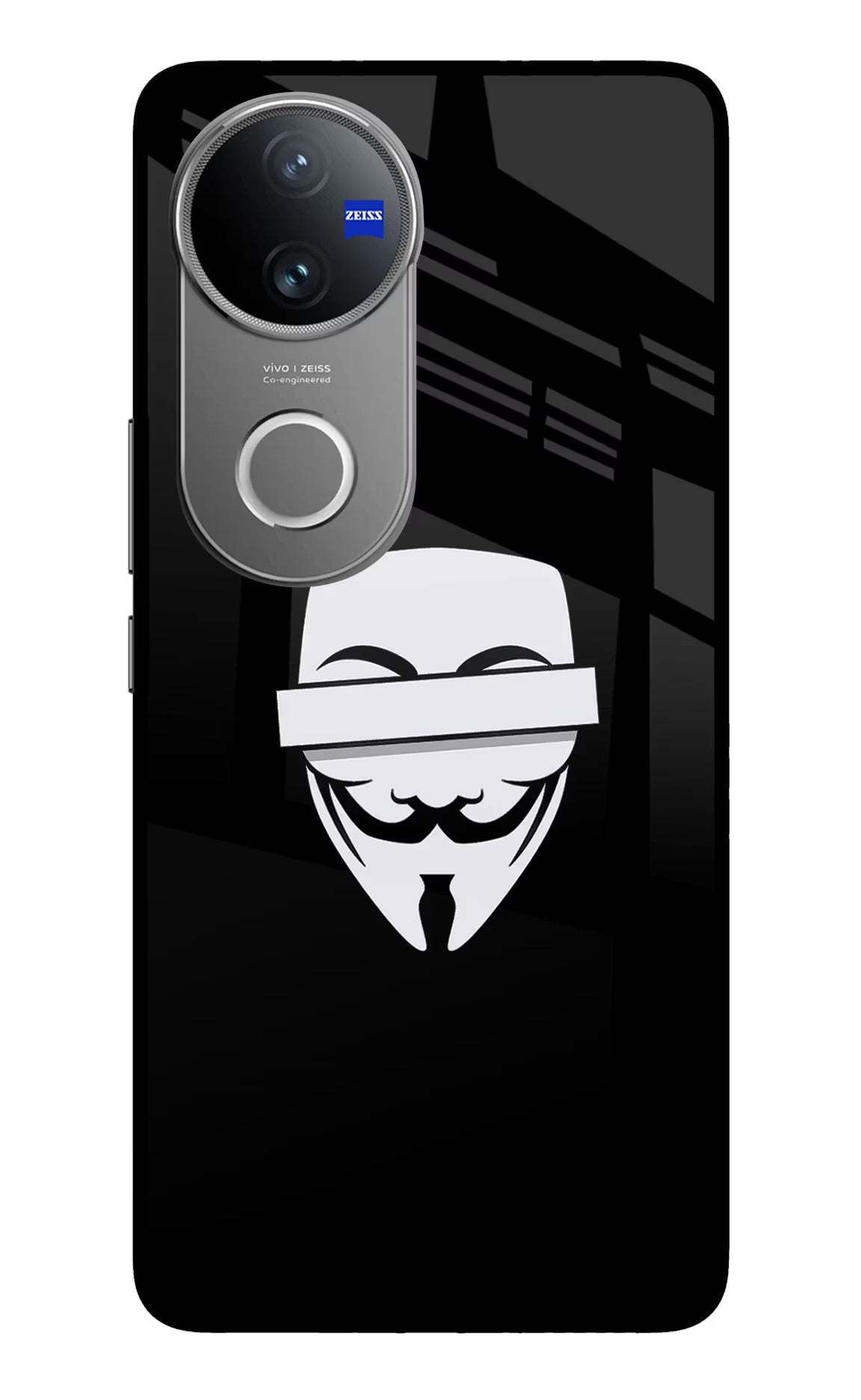 Anonymous Face Vivo V50 5G Glass Case Back Cover by Casekaro