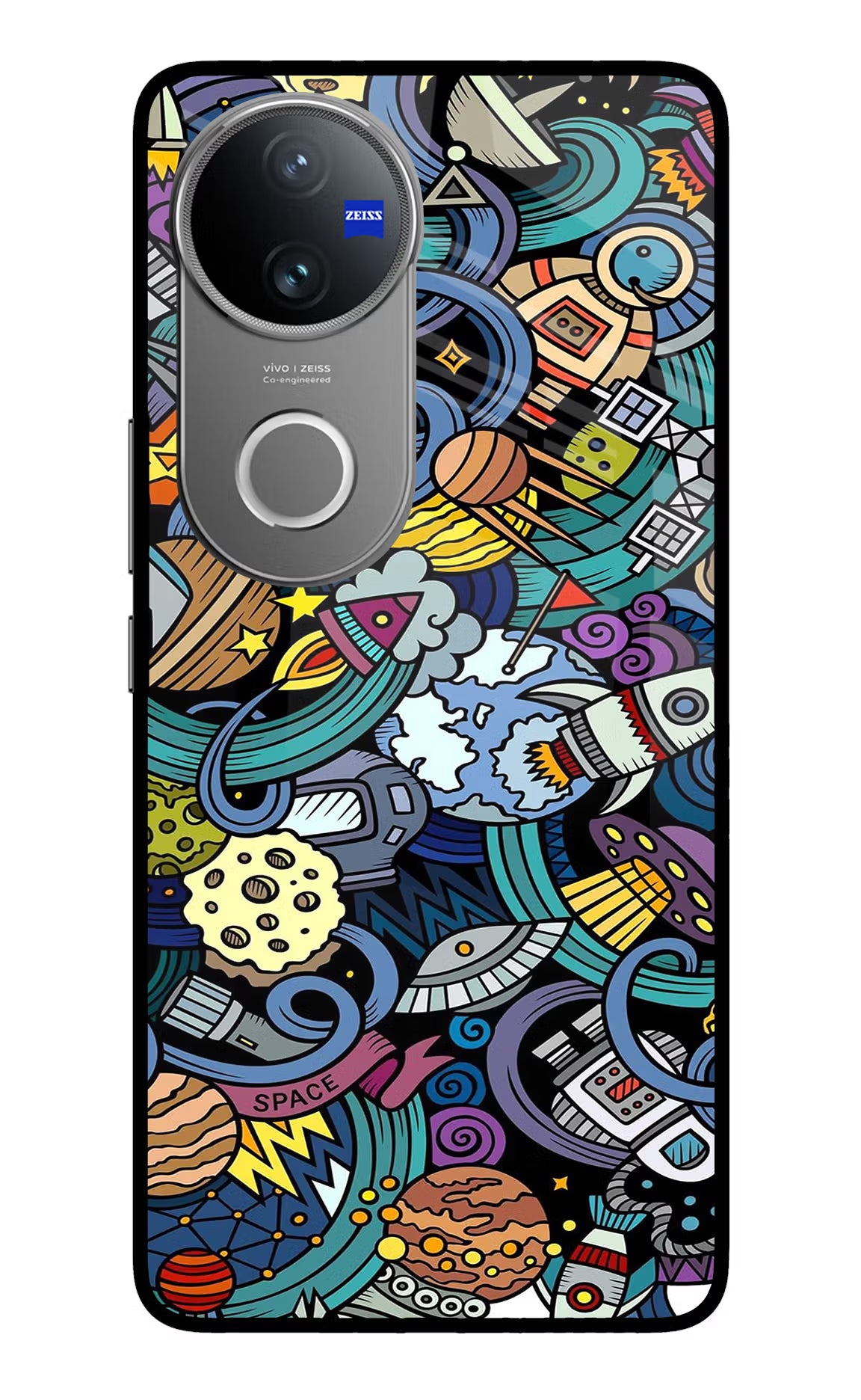 Space Abstract Vivo V50 5G Glass Case Back Cover by Casekaro
