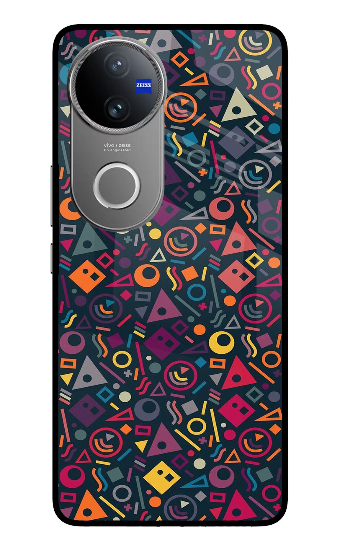 Geometric Abstract Vivo V50 5G Glass Case Back Cover by Casekaro