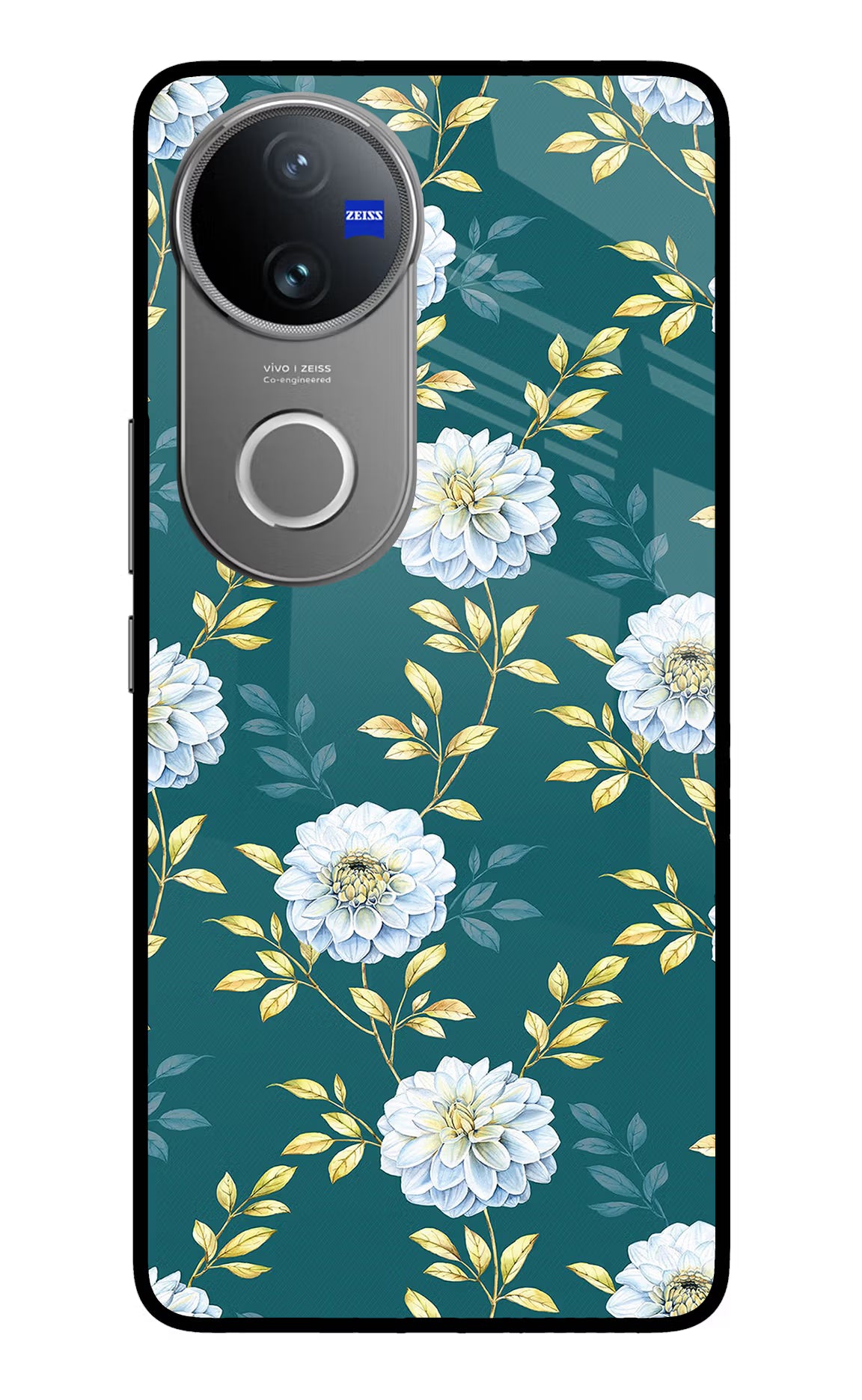 Flowers Vivo V50 5G Glass Case Back Cover by Casekaro