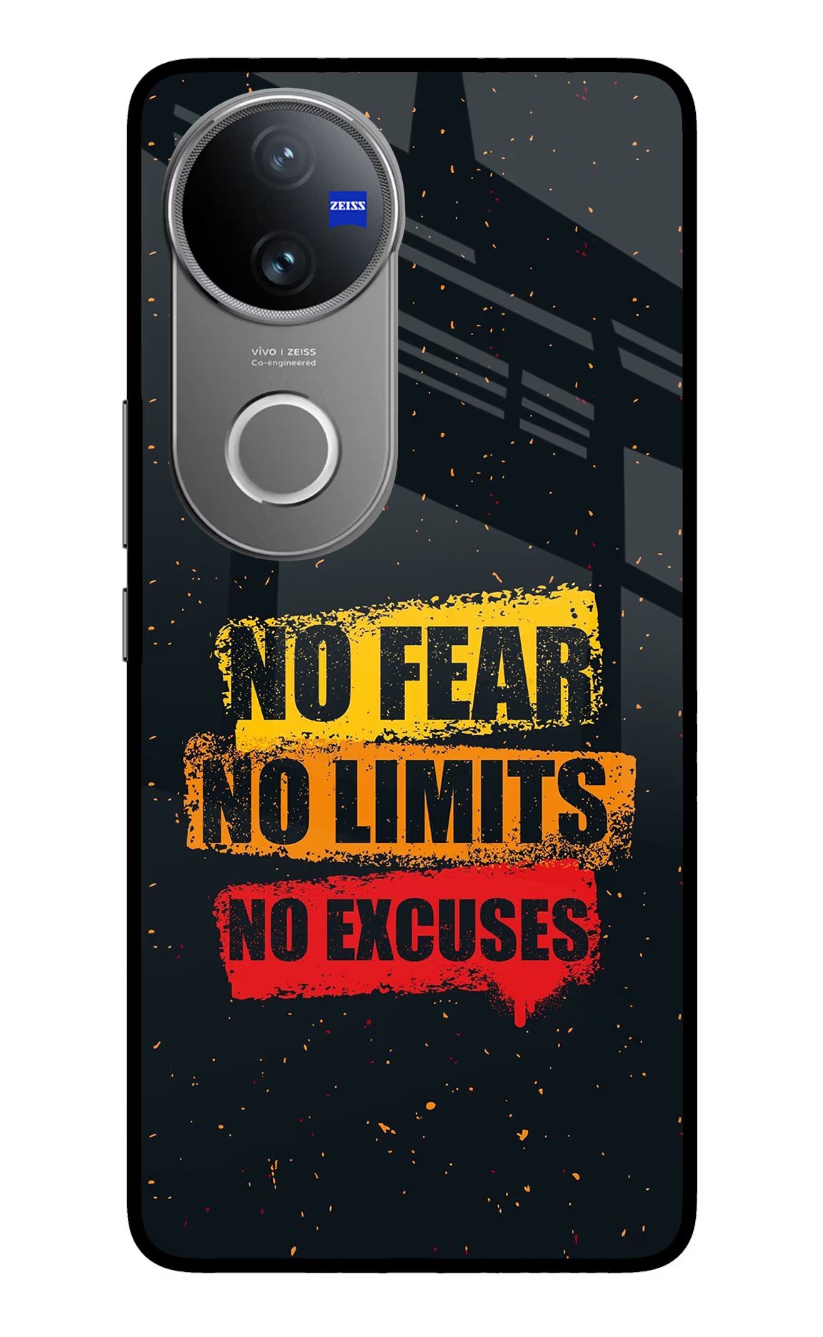 No Fear No Limits No Excuse Vivo V50 5G Glass Case Back Cover by Casekaro
