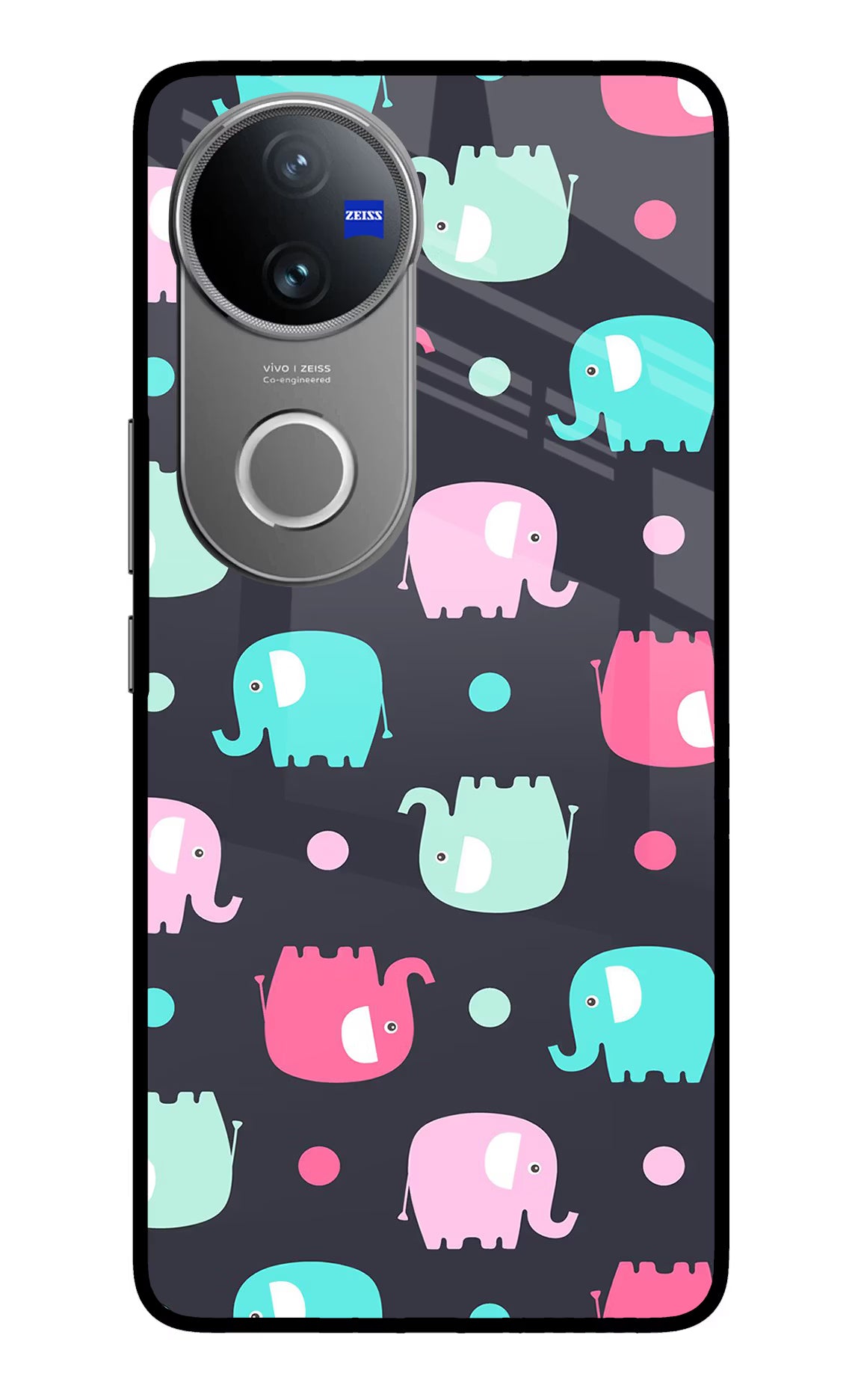 Elephants Vivo V50 5G Glass Case Back Cover by Casekaro