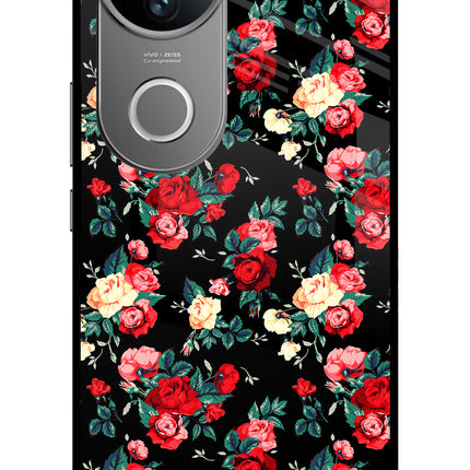 Rose Pattern Vivo V50 5G Glass Case