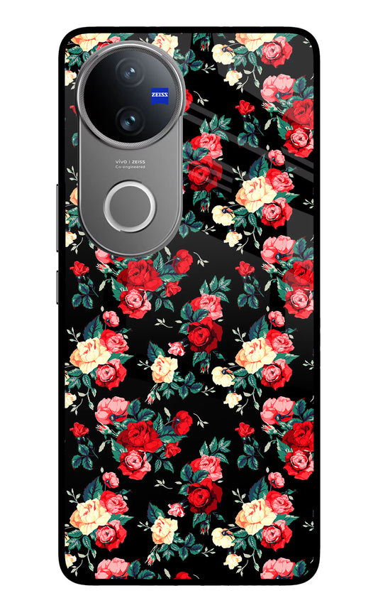 Rose Pattern Vivo V50 5G Glass Case