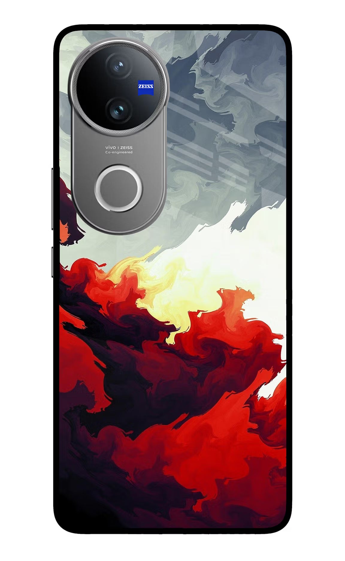 Fire Cloud Vivo V50 5G Glass Case Back Cover by Casekaro