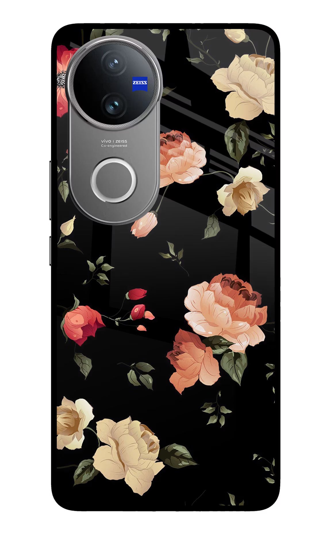 Flowers Vivo V50 5G Glass Case Back Cover by Casekaro