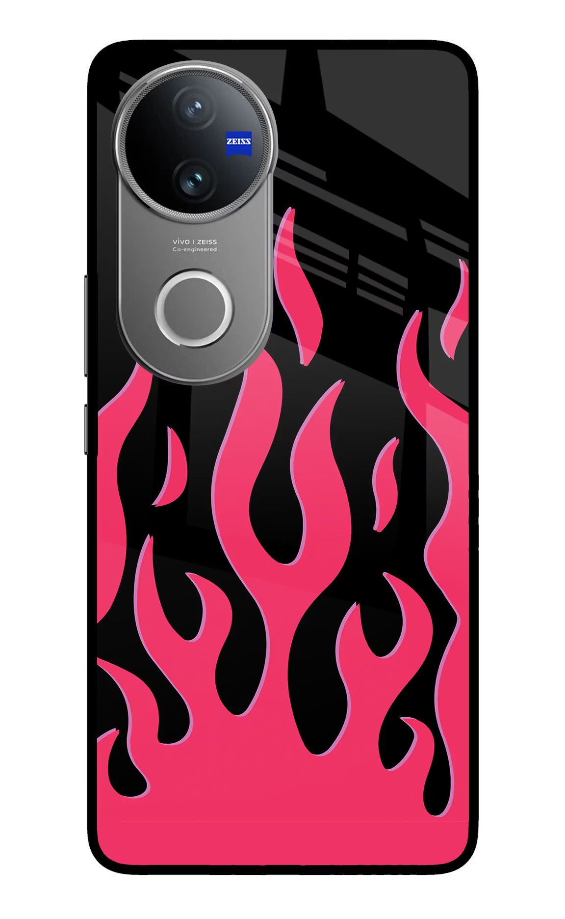 Fire Flames Vivo V50 5G Glass Case Back Cover by Casekaro