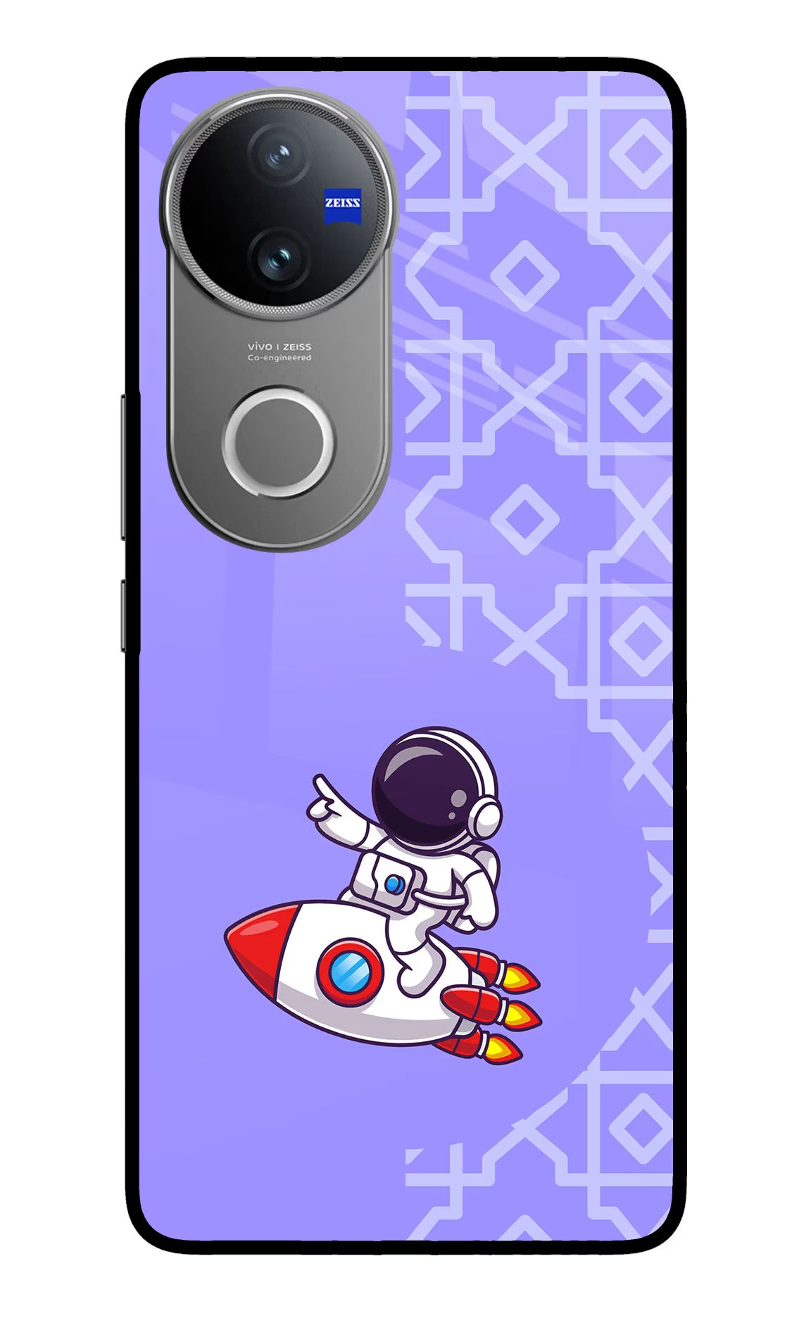 Cute Astronaut Vivo V50 5G Glass Case Back Cover by Casekaro