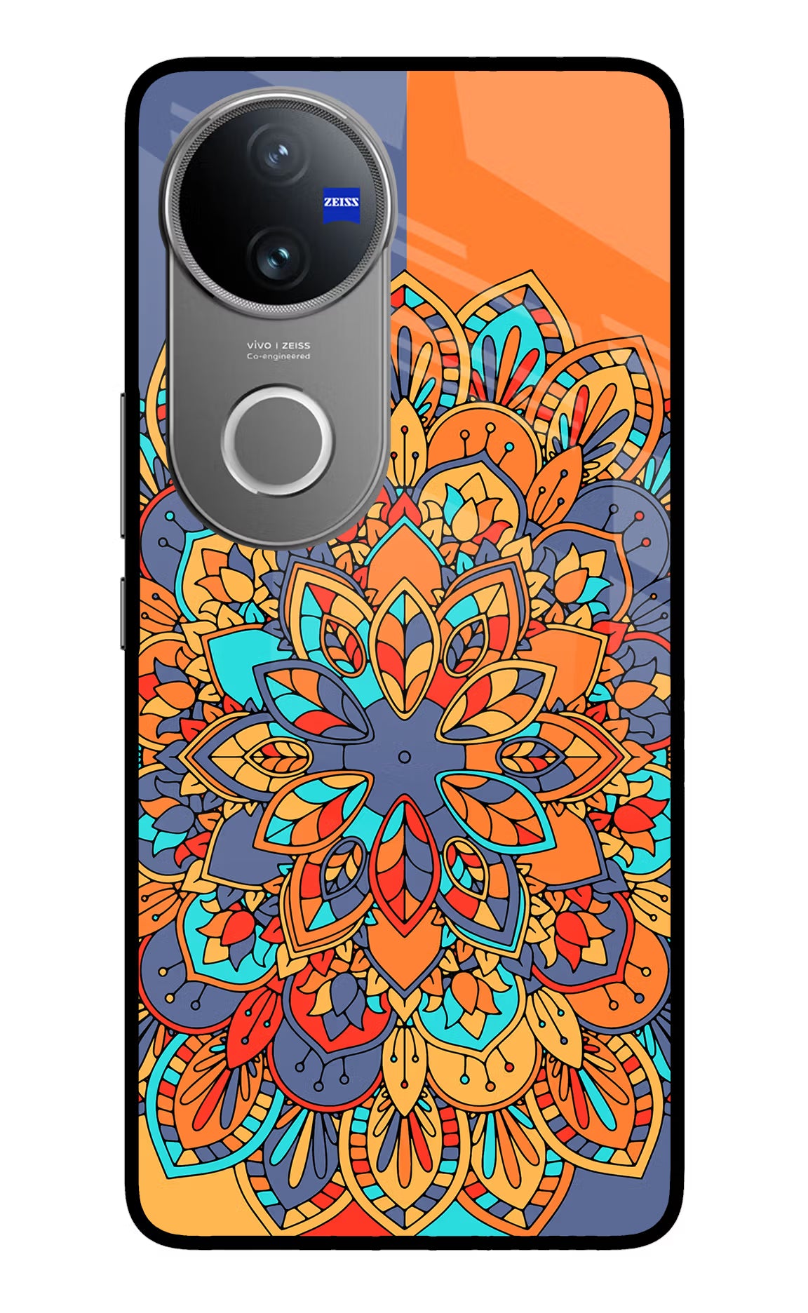 Color Mandala Vivo V50 5G Glass Case Back Cover by Casekaro