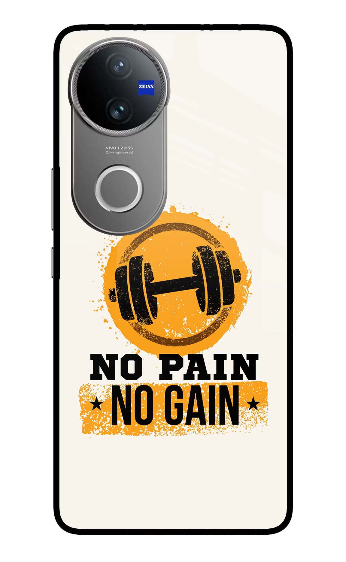 No Pain No Gain Vivo V50 5G Glass Case Back Cover by Casekaro