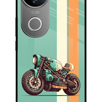 Striped Moto Drift Vivo V50 5G Glass Case