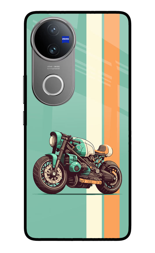 Striped Moto Drift Vivo V50 5G Glass Case