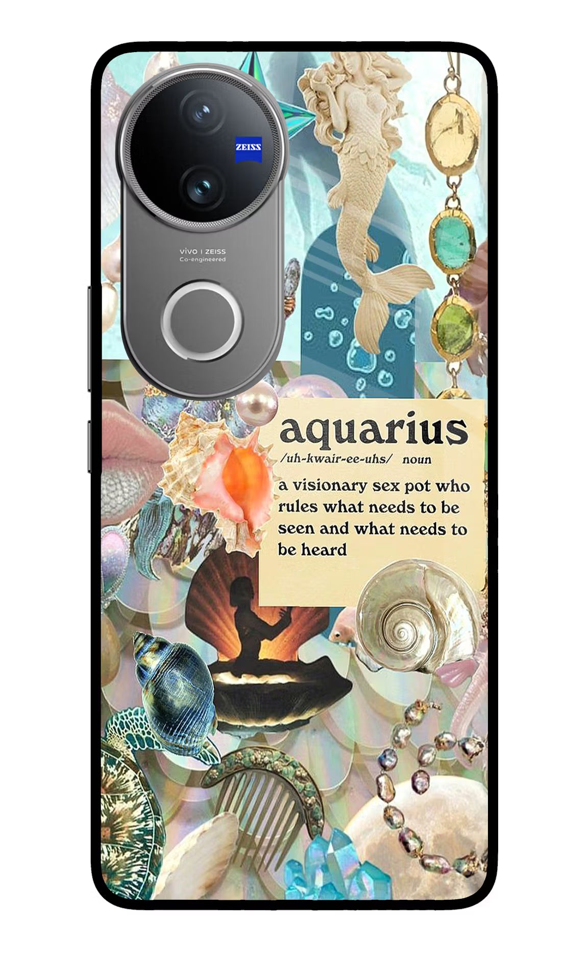 Aquarius Zodiac Vivo V50 5G Glass Case Back Cover by Casekaro
