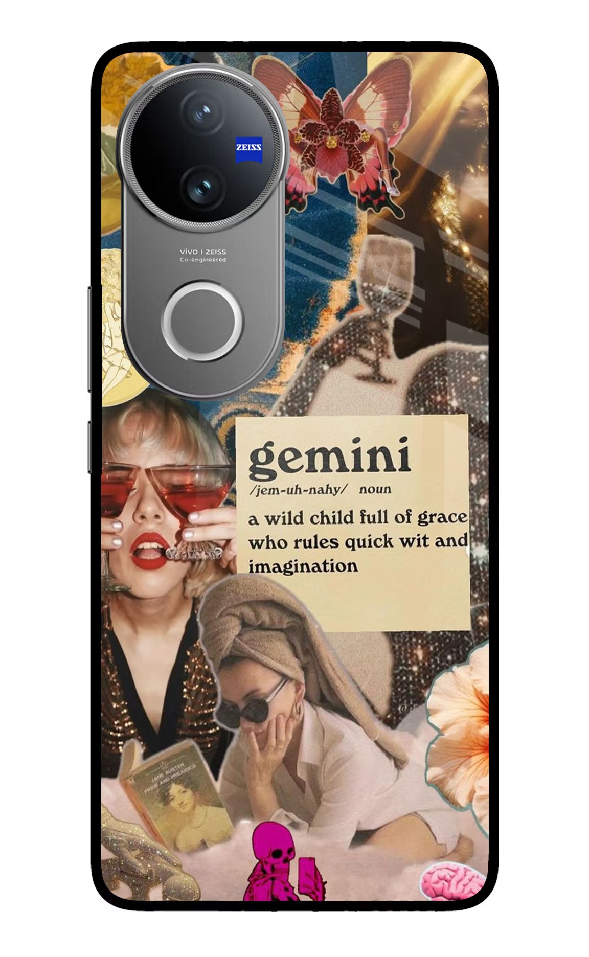 Gemini Zodiac Vivo V50 5G Glass Case Back Cover by Casekaro