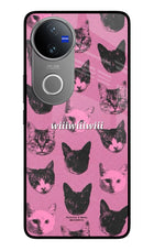 Pink Cats Vivo V50 5G Glass Case