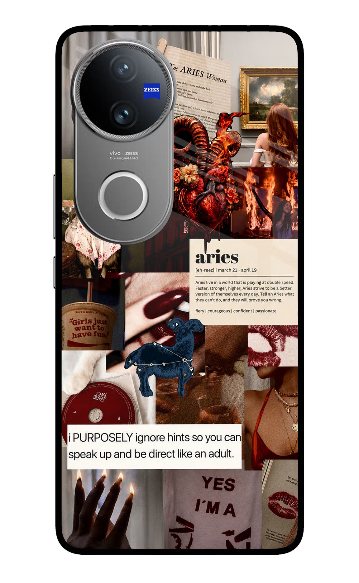 Zodiac Aries Vivo V50 5G Glass Case