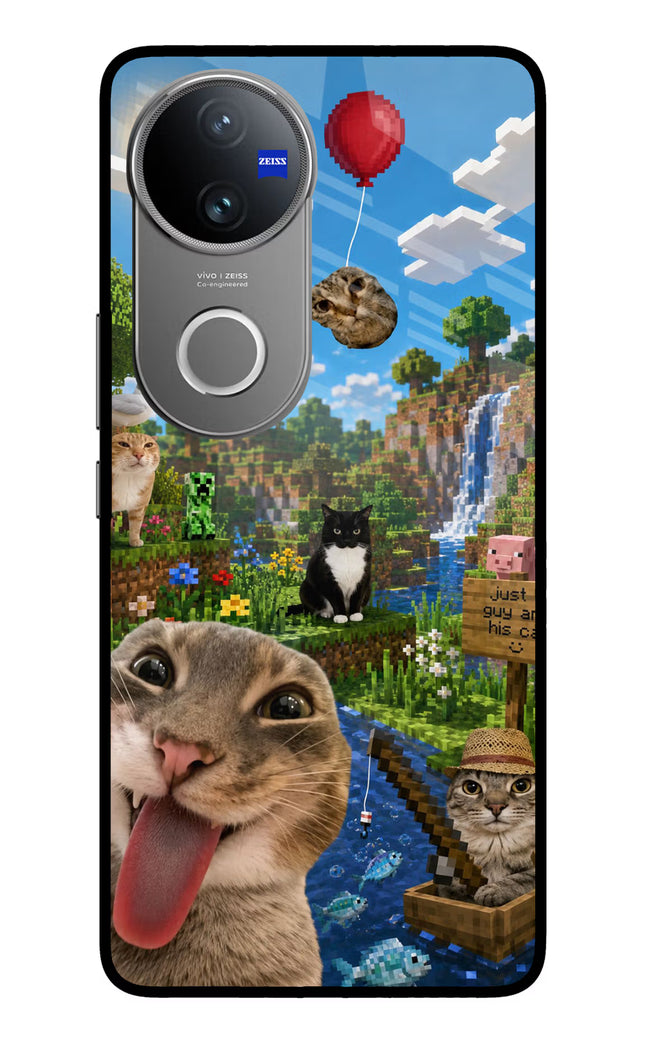 Minecraft Cat Chaos Vivo V50 5G Glass Case