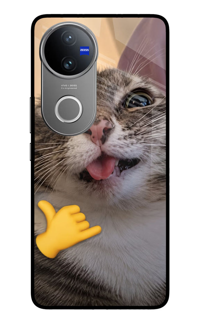 Silly Cat Call Vivo V50 5G Glass Case