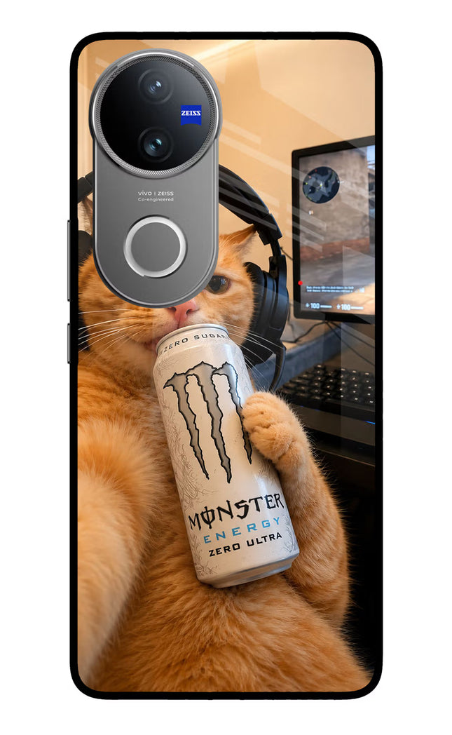 Gamer Cat Energy Vivo V50 5G Glass Case