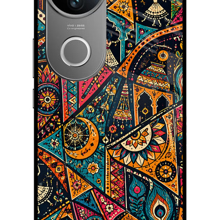 Folk Print Vivo V50 5G Glass Case