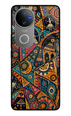 Folk Print Vivo V50 5G Glass Case