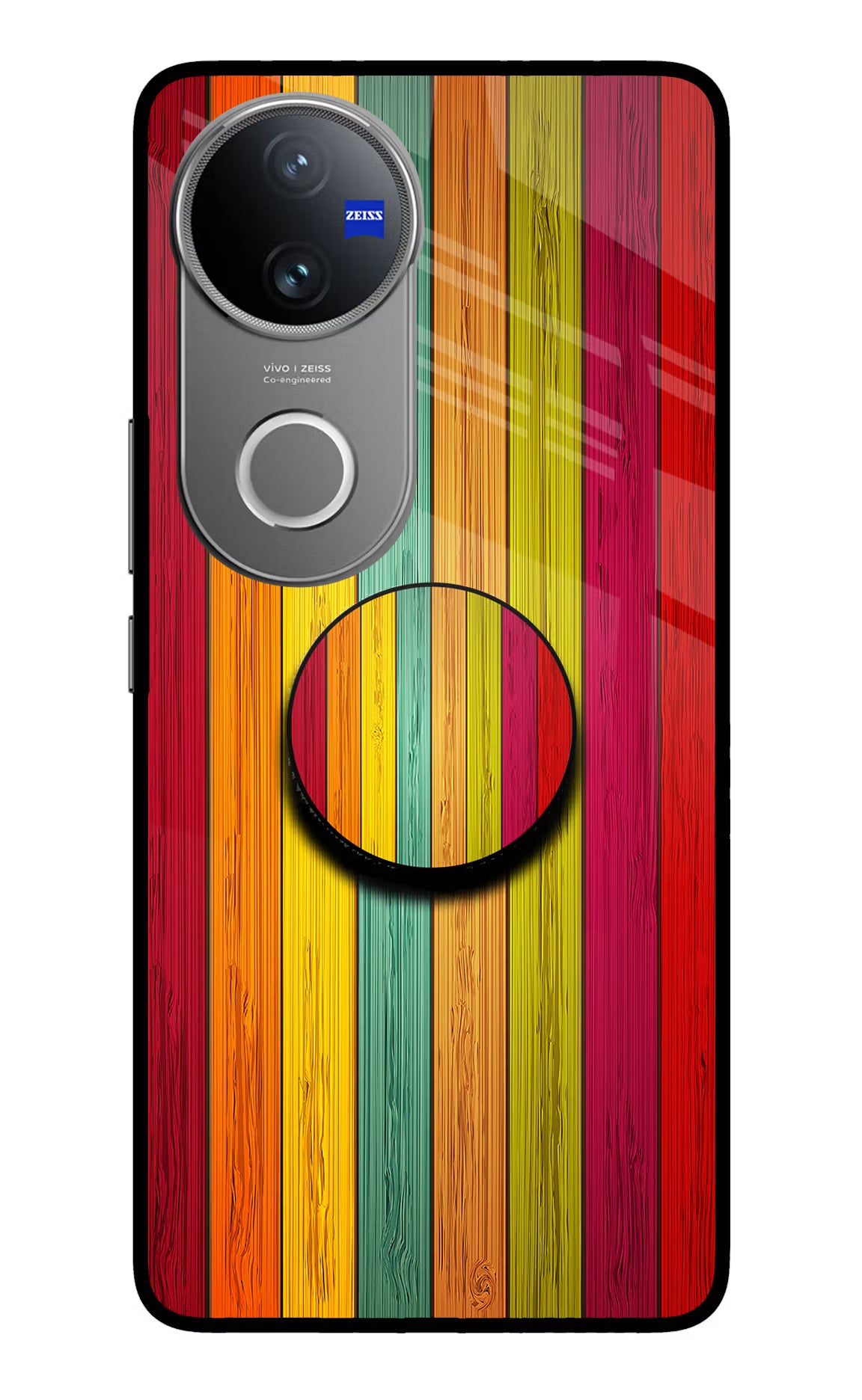 Multicolor Wooden Vivo V50 5G Pop Case by Casekaro