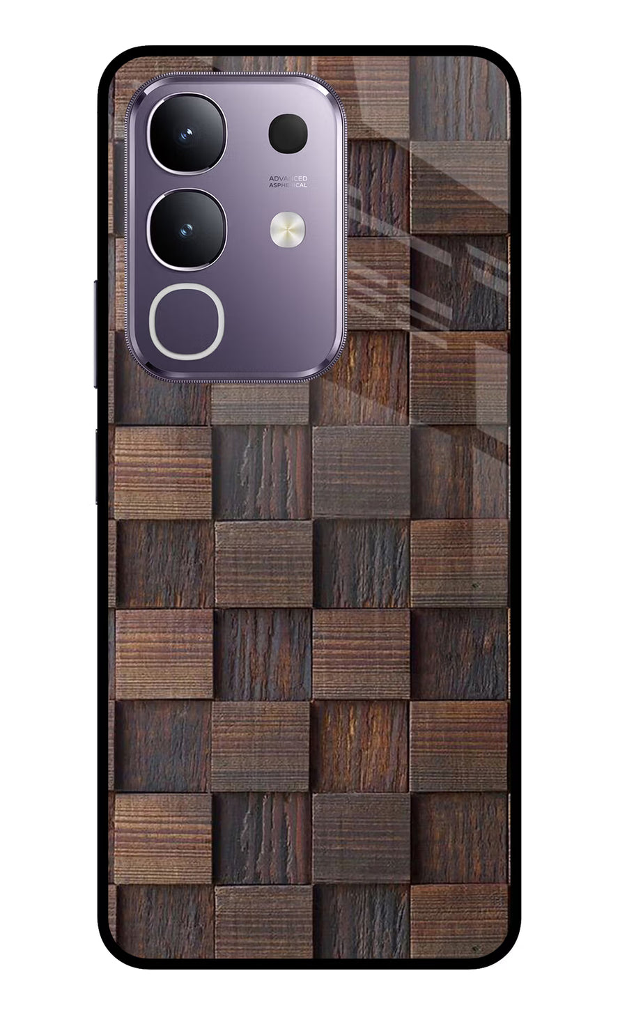 Wooden Cube Design Vivo T4x 5G Back Cover, Glass case
