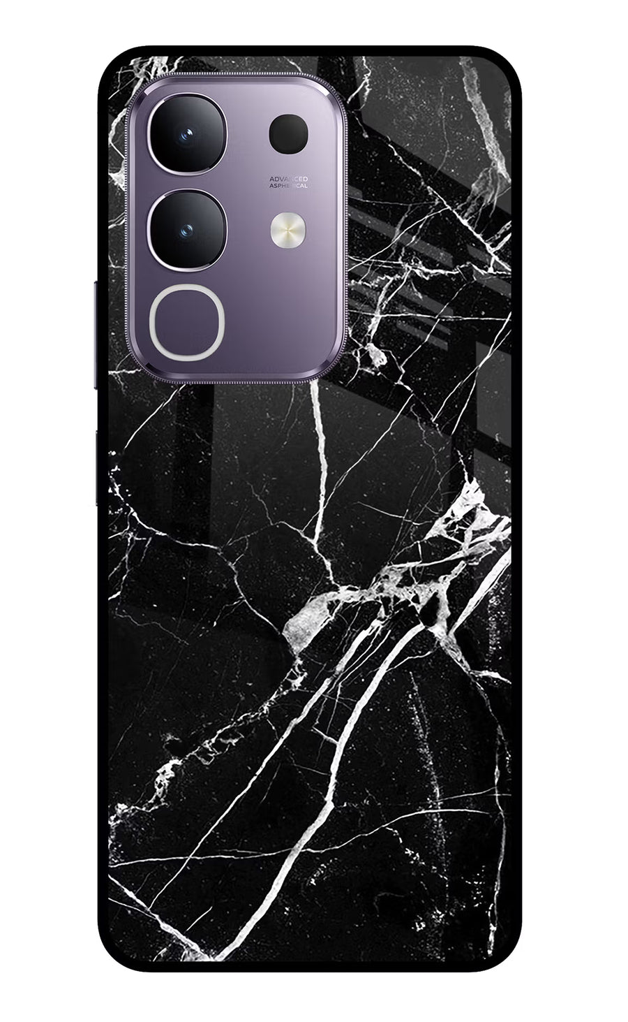 Black Marble Pattern Vivo T4x 5G Back Cover, Glass case
