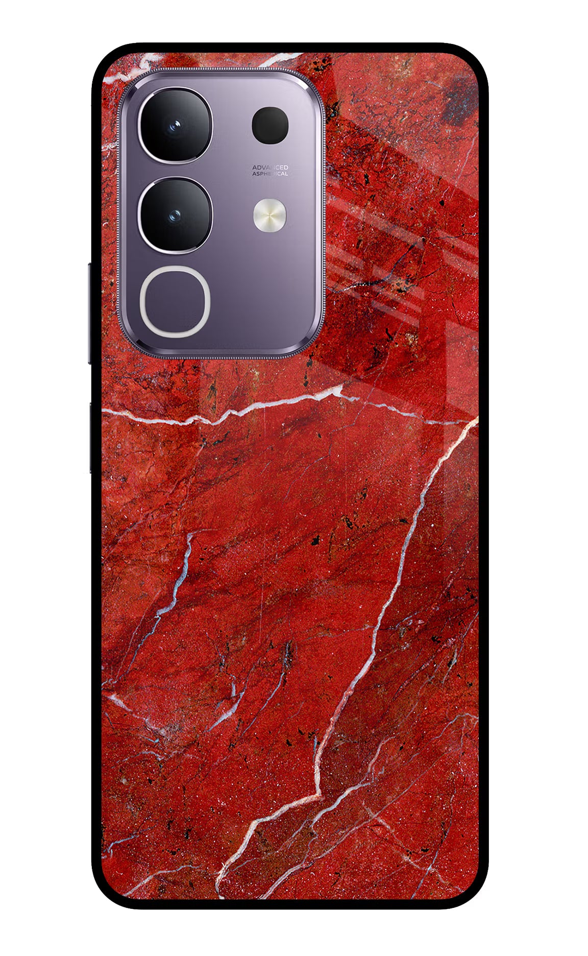 Red Marble Design Vivo T4x 5G Glass Case Back Cover by Casekaro