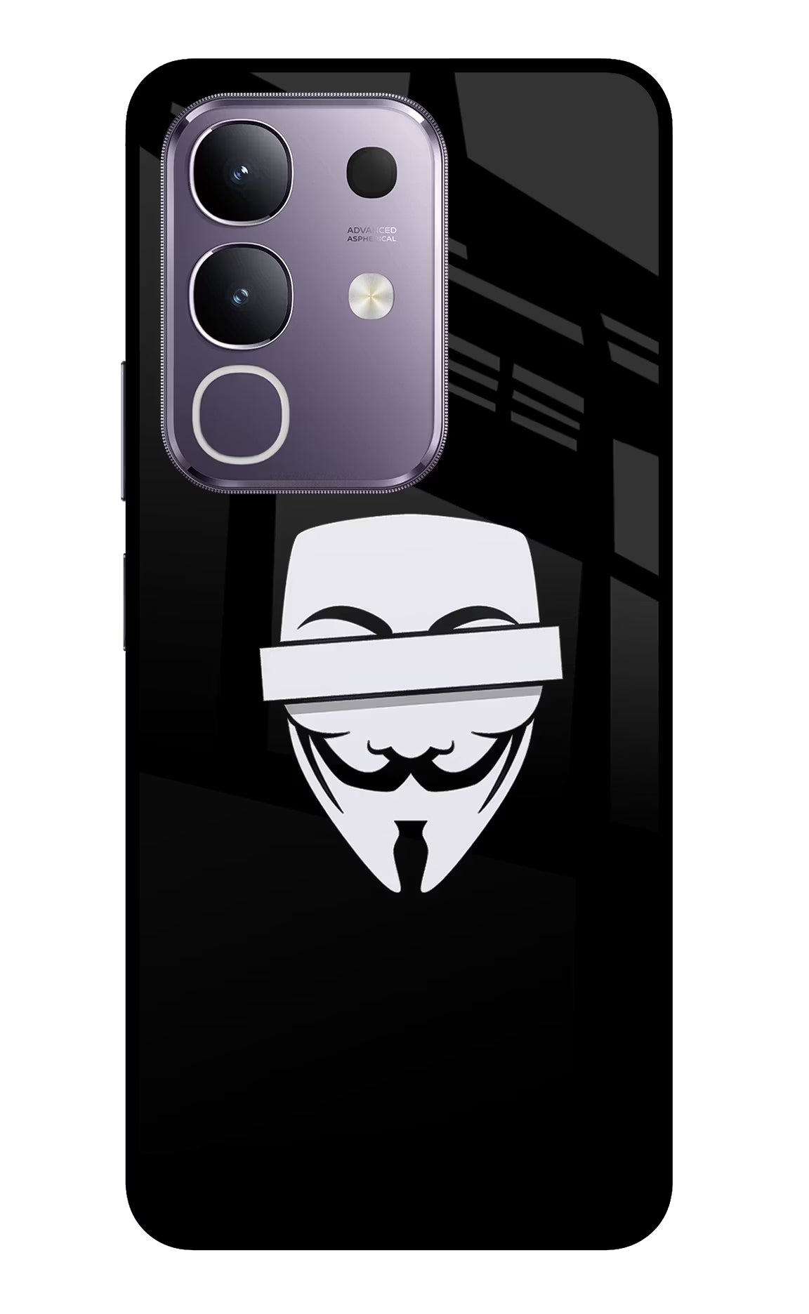 Anonymous Face Vivo T4x 5G Glass Case Back Cover by Casekaro