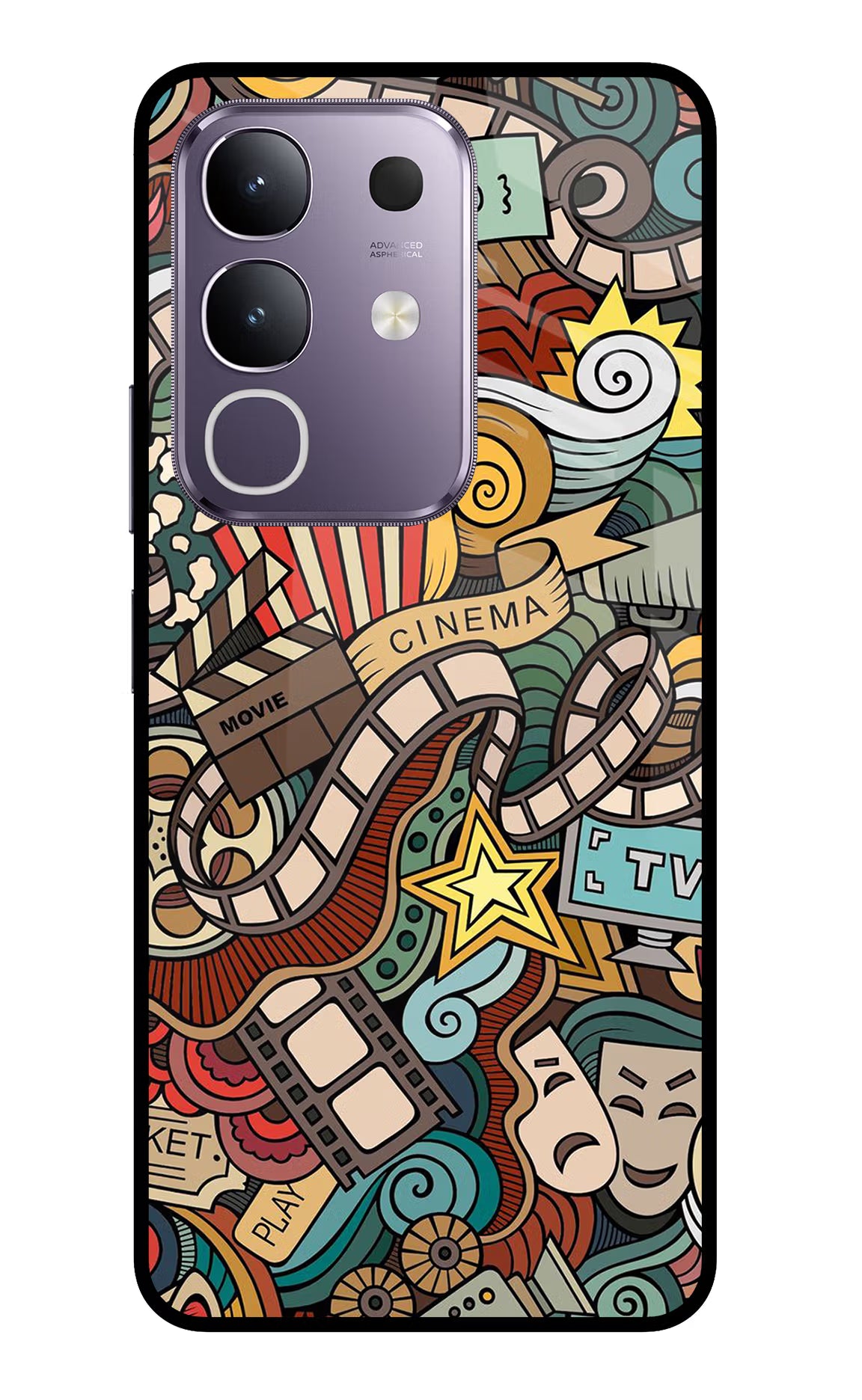 Cinema Abstract Vivo T4x 5G Glass Case Back Cover by Casekaro