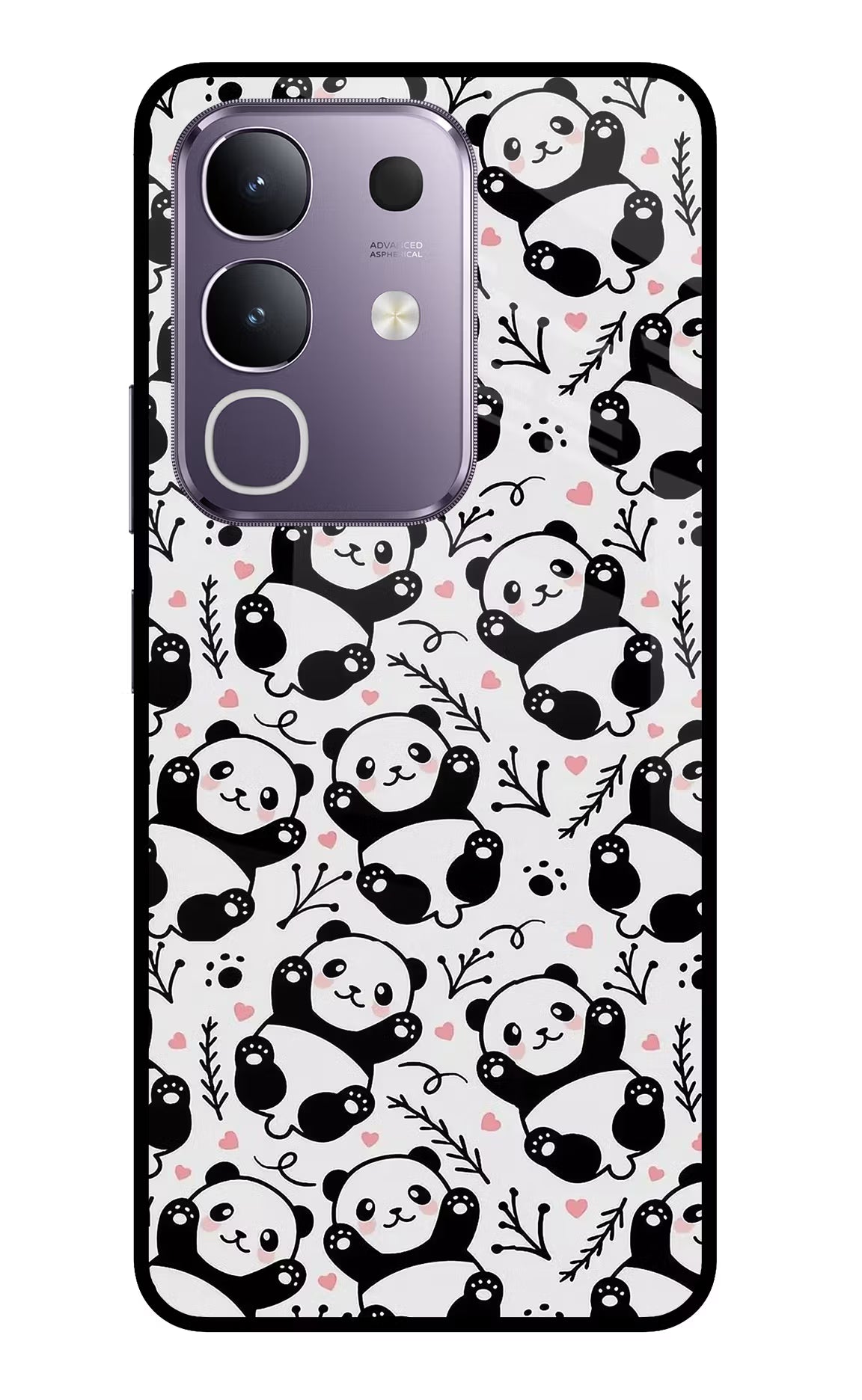 Cute Panda Vivo T4x 5G Glass Case Back Cover by Casekaro