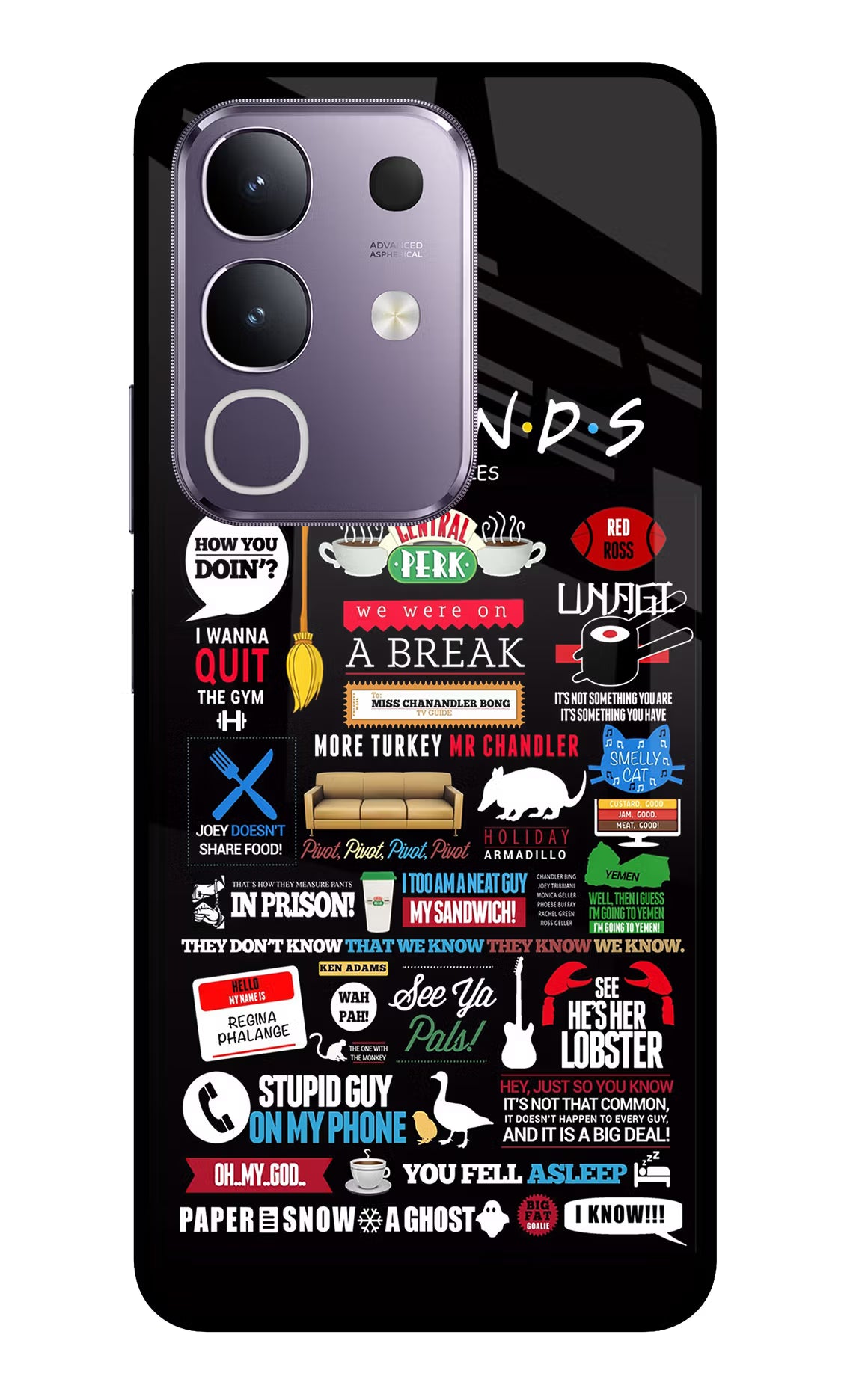 FRIENDS Vivo T4x 5G Glass Case Back Cover by Casekaro