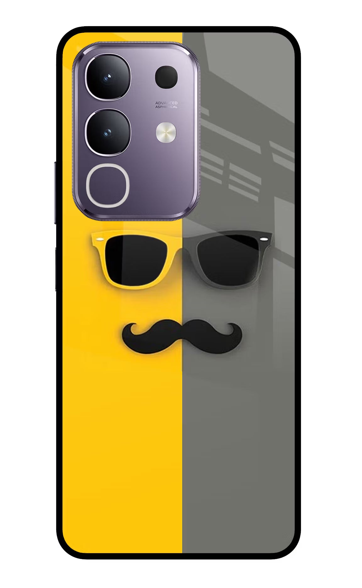 Sunglasses with Mustache Vivo T4x 5G Glass Case Back Cover by Casekaro