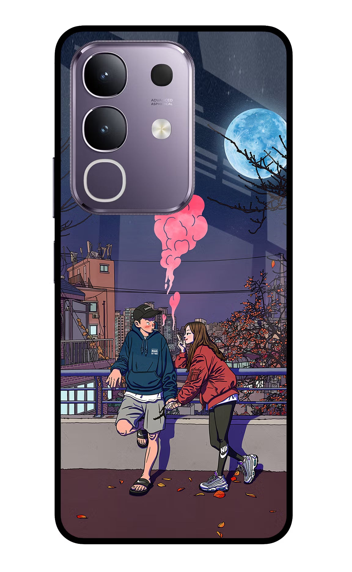 Chilling Couple Vivo T4x 5G Glass Case Back Cover by Casekaro