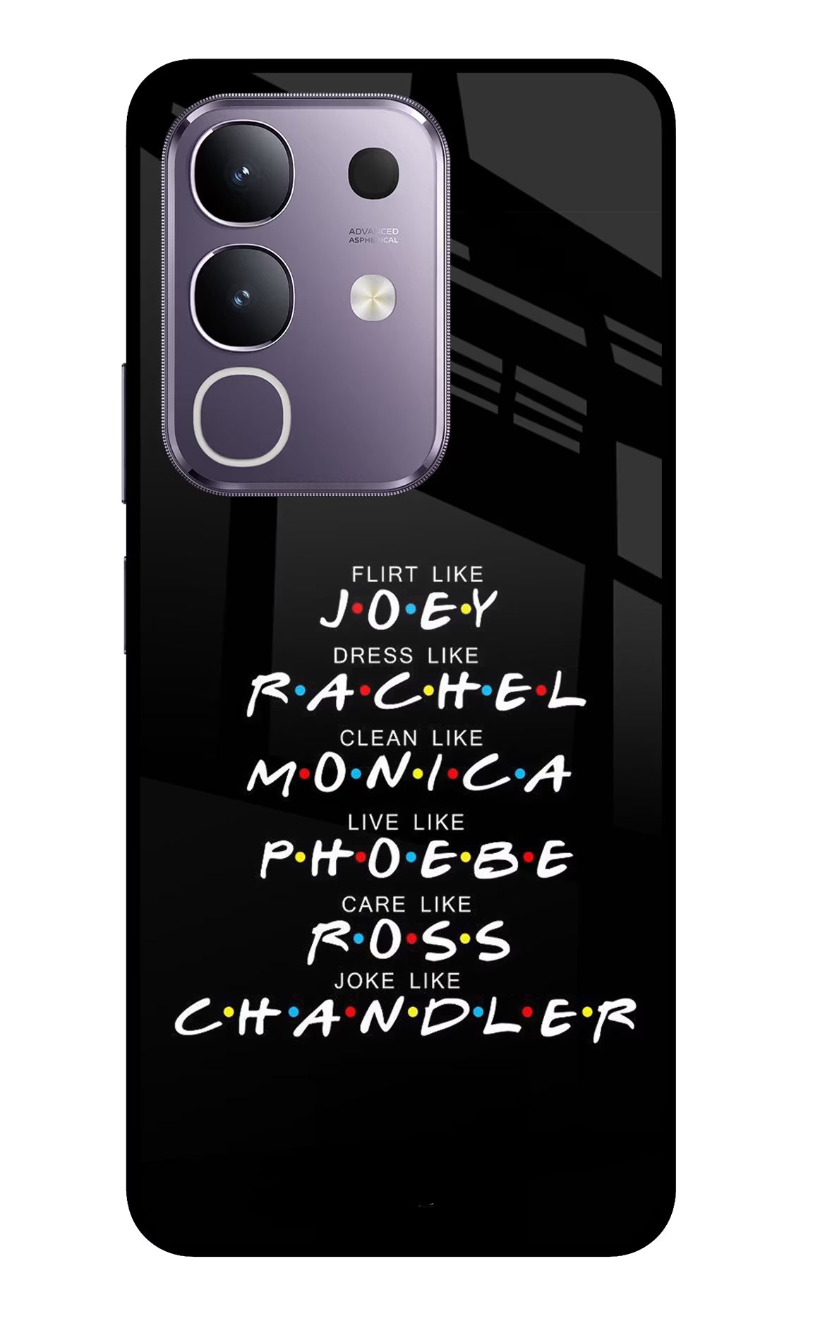 FRIENDS Character Vivo T4x 5G Glass Case Back Cover by Casekaro