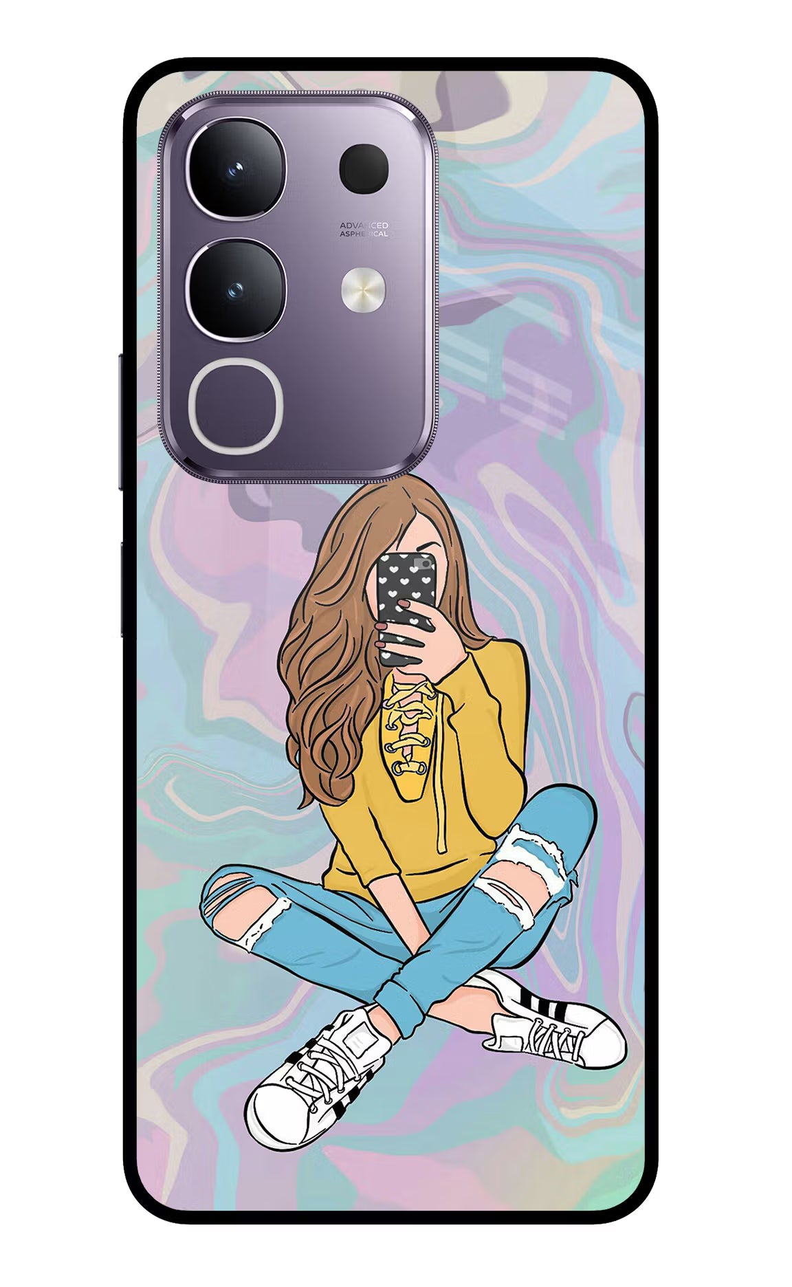 Selfie Girl Vivo T4x 5G Glass Case Back Cover by Casekaro