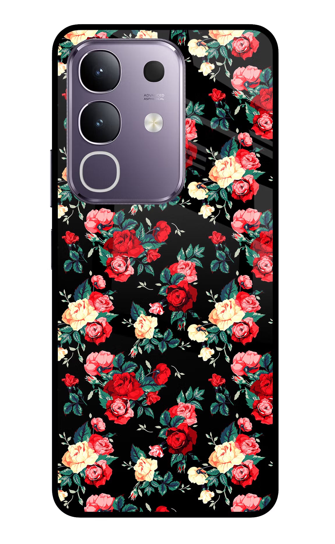 Rose Pattern Vivo T4x 5G Glass Case Back Cover by Casekaro