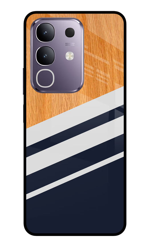 Blue and white wooden Vivo T4x 5G Glass Case