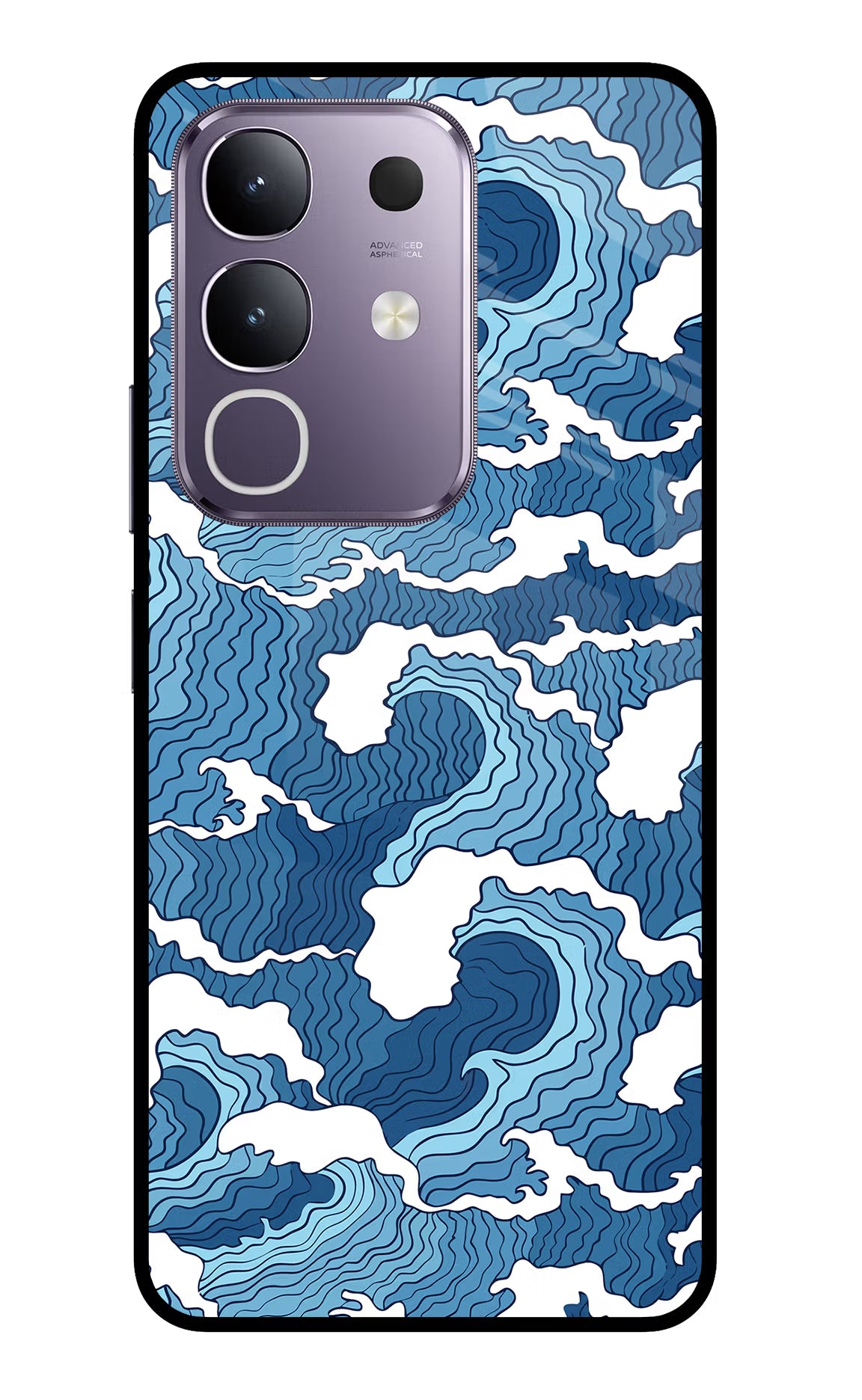 Blue Waves Vivo T4x 5G Glass Case Back Cover by Casekaro
