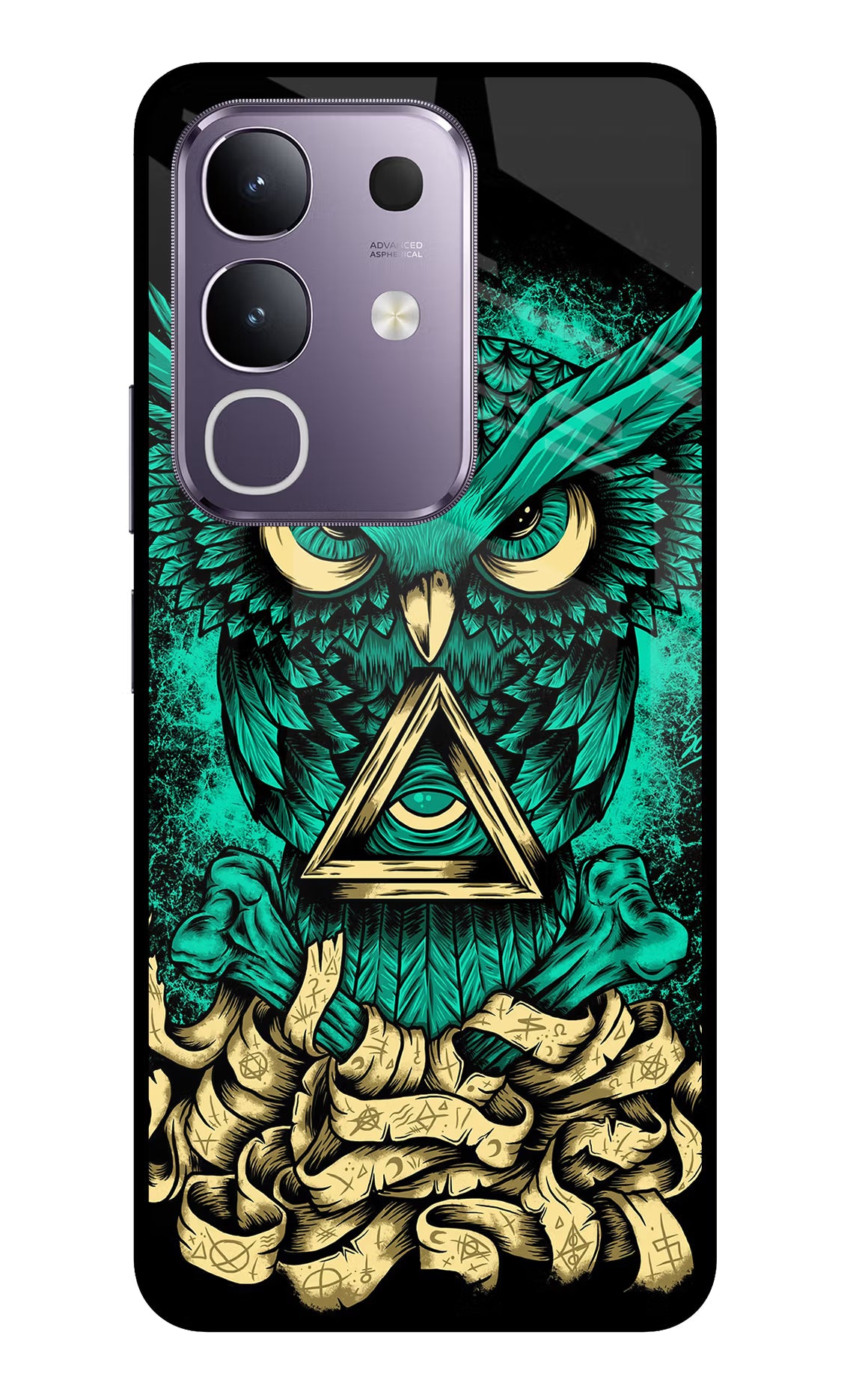 Green Owl Vivo T4x 5G Glass Case Back Cover by Casekaro